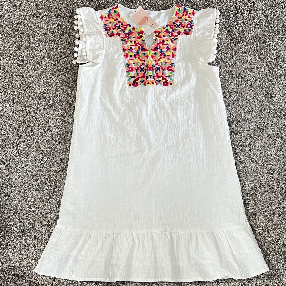 NWT Kirundo white floral embroidered dress
